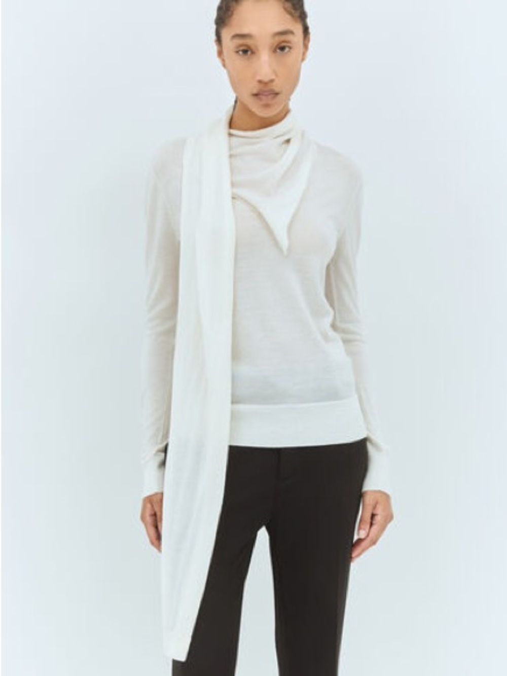 Toteme Draped Wool Blend Long-Sleeve Scarf Sweater